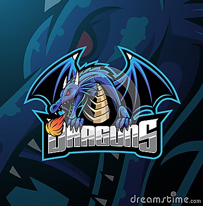 Dragon sport mascot logo design Vector Illustration