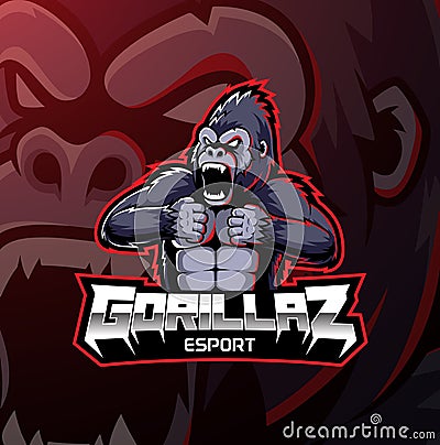 Angry gorilla mascot logo desain Vector Illustration