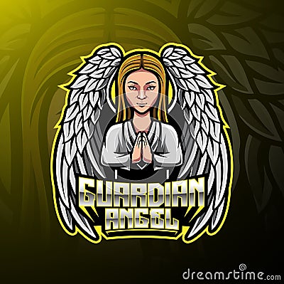 Guardian Angel mascot Logo design Vector Illustration