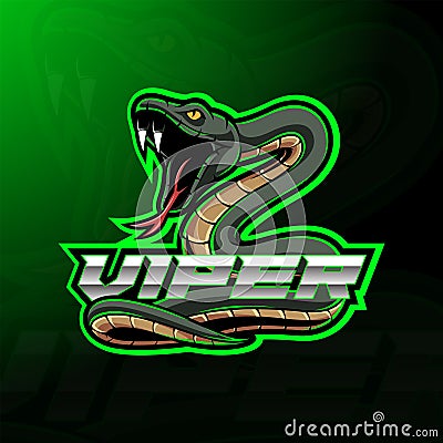 Green viper snake mascot logo design Vector Illustration