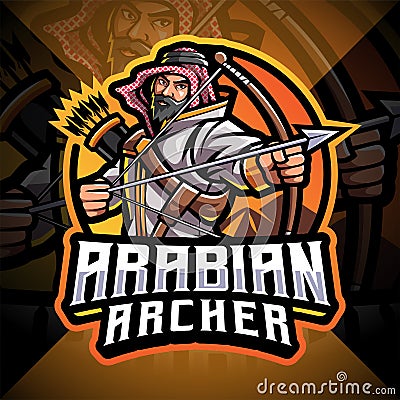 Arabian archer esport mascot logo Vector Illustration