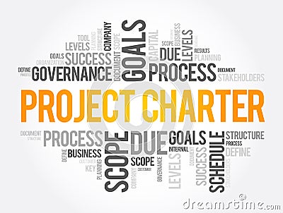 Project Charter word cloud collage, business concept Stock Photo