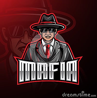 Mafia logo mascot gaming design Vector Illustration