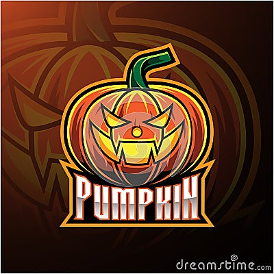 Halloween pumpkin mascot logo design Vector Illustration