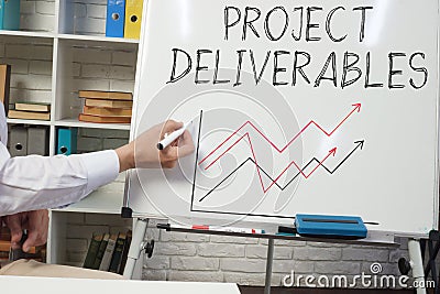 Project deliverables are shown using the text and picture of the graph Stock Photo