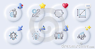 Project edit, Employee and Idea line icons. For web app, printing. Vector Vector Illustration