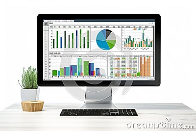 project excel dashboard concept on all in one compute, Generated AI Stock Photo