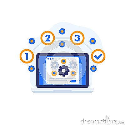 project execution vector icon with a laptop Vector Illustration