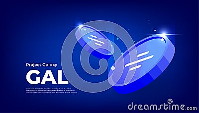 Project Galaxy GAL coin banner. GAL coin cryptocurrency concept banner background Vector Illustration