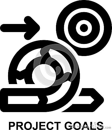 project goals, target, objective, goal, agile, project management outline icon Vector Illustration
