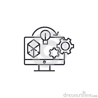 Project implementation linear icon concept. Project implementation line vector sign, symbol, illustration. Vector Illustration