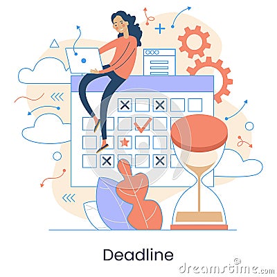 Project initiation, Project closure, Deadline concept. Business analysis. Terms of implementation of projects. Drawing up Vector Illustration