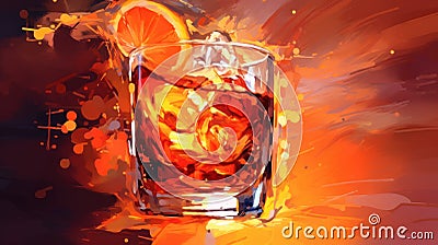 Warm-toned Digital Painting Of Alcohol Inspired By Water Movement Stock Photo