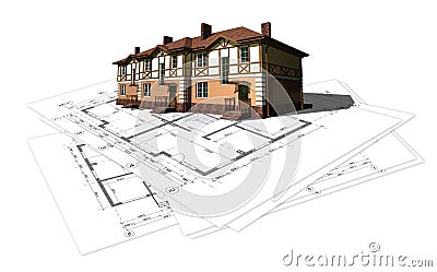 Project layout drawing of the house Stock Photo