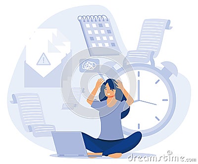 Project lifecycle concept, Project initiation and closure, deadline, documentation, business analysis, stakeholder approval, work Vector Illustration