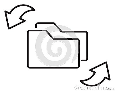 Project management folders, arrows, data synchronization vector icon illustration Vector Illustration