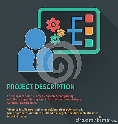 Project management icon, project description icon. Vector Illustration