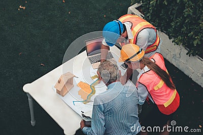 Project management team of engineer and architect were planning Stock Photo