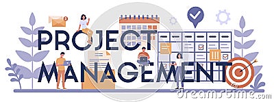 Project management typographic header concept. Successful strategy Vector Illustration