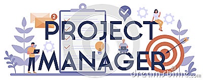 Project management typographic header concept. Successful strategy Vector Illustration