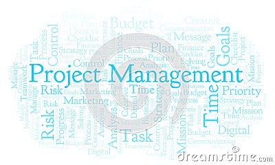 Project Management word cloud, made with text only. Stock Photo