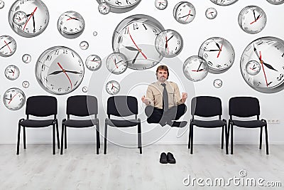 Project manager bending time to meet deadlines Stock Photo