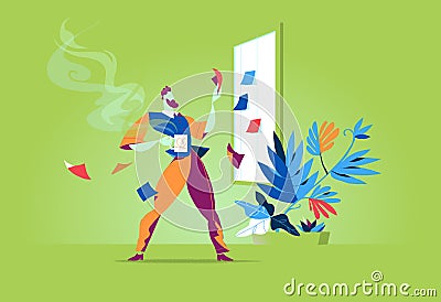 The Project Manager define the tasks on the Board Vector Illustration