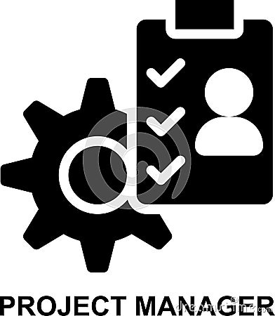 project manager, project management, user requirements, manager, worker, tester solid glyph icon Stock Photo