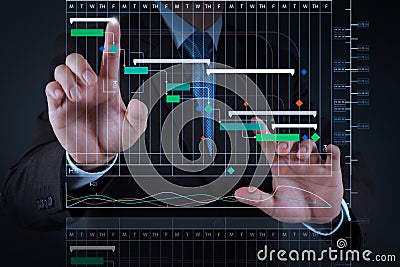 businessman hand working with touch screen Stock Photo