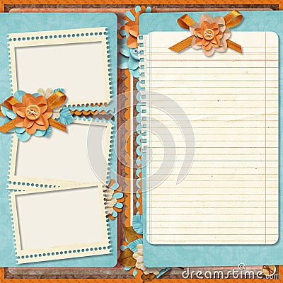 Retro family album.365 Project. Scrapbooking templates. Stock Photo