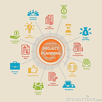 Project Planning. Concept with icons. Vector Illustration