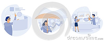 Project planning concept, Project and risk management, bottleneck analysis, agile methodology, IT professional, workflow Vector Illustration