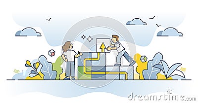 Project planning and control or business strategy management outline concept Vector Illustration