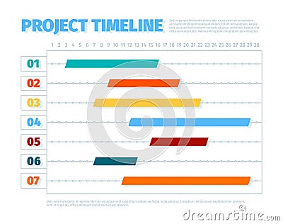 Project schedule. Agenda dates ui interface for project management timeline history business vector template Vector Illustration
