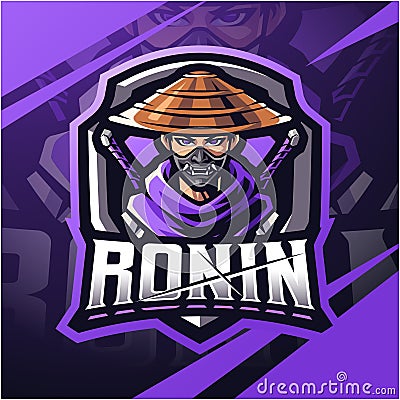 Ronin esport mascot logo design Vector Illustration