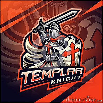 Knights Templar esport mascot logo design Vector Illustration