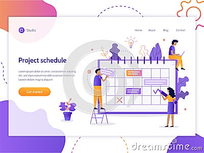 Project schedule web banner Vector Illustration