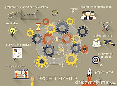 Project startup process Vector Illustration