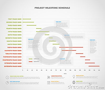 Project timeline graph - gantt progress chart of project Vector Illustration