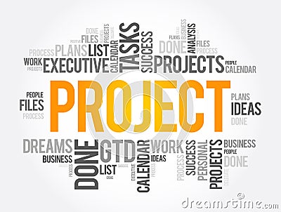 PROJECT word cloud collage, business concept Stock Photo