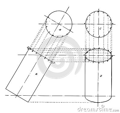 Projection of Cylinder vintage illustration Vector Illustration