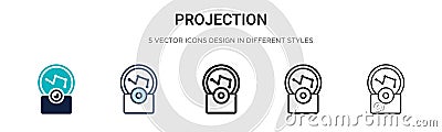 Projection icon in filled, thin line, outline and stroke style. Vector illustration of two colored and black projection vector Vector Illustration