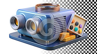 Projector icon representing presentation equipment and visual display png transparent image Generative AI Stock Photo