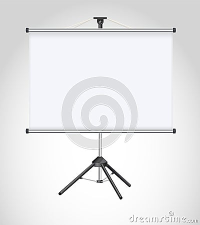 Projector Screen . Empty White Board Presentation Conference On The Wall. creen White Boad Presentation And Showing Vector Illustration