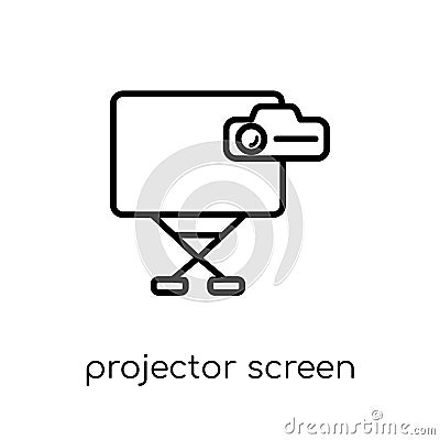 Projector Screen icon. Trendy modern flat linear vector Projector Screen icon on white background from thin line Cinema collection Vector Illustration