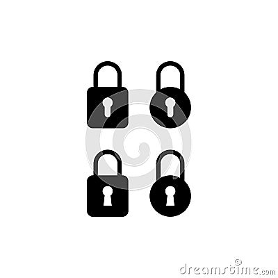 Black set of vector eps ai padlock icons on isolated background Vector Illustration