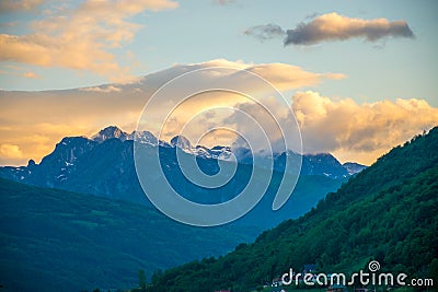 Prokletije mountain top at sunset Stock Photo