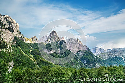 Prokletije mountains in Grebaje valley in Montenegro Stock Photo