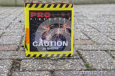 Proline Fireworks Caution 25 Shots At The Street Of Amsterdam 2019 Editorial Stock Photo