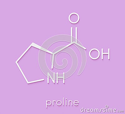 Proline l-proline, Pro amino acid molecule. Skeletal formula. Stock Photo